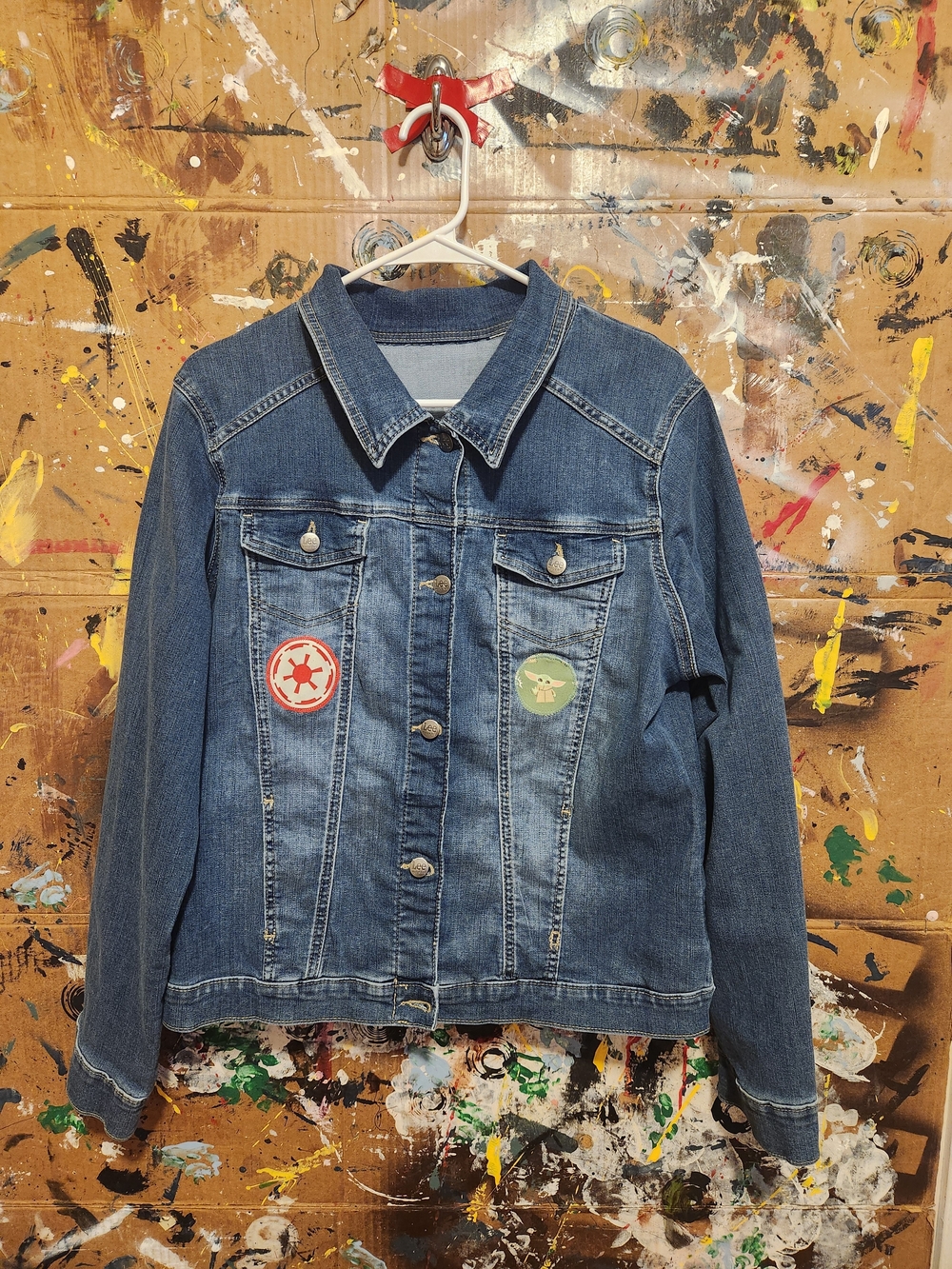 Lee Blue Denim Jacket with Patch Accents